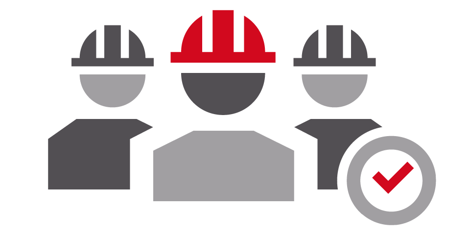 pictogram van 3 arbeiders en een klok