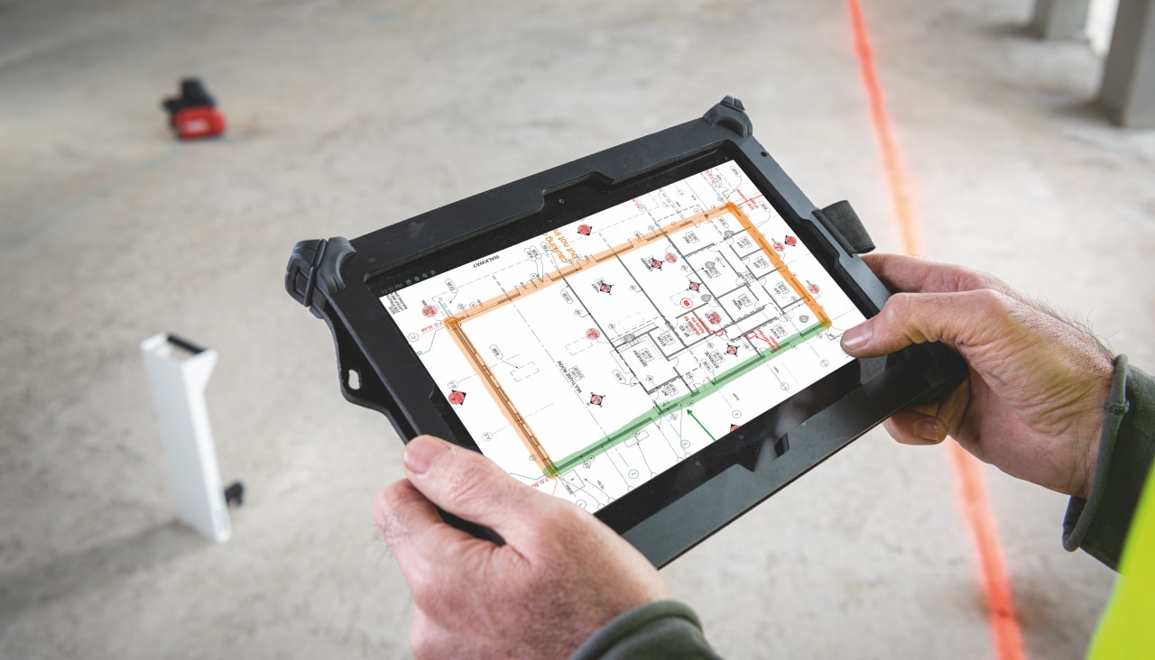 Fieldwire by Hilti toepassing voor werkplekbeheer op een tablet