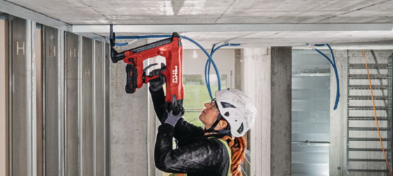 BX 4-IF-22 draadloze nagelapparaat (IF toevoeging) Nuron accu-aangedreven snoerloos nagelapparaat voor het bevestigen van gipsplaatprofiel en lichte materialen aan beton, staal en metselwerk Toepassingen 1