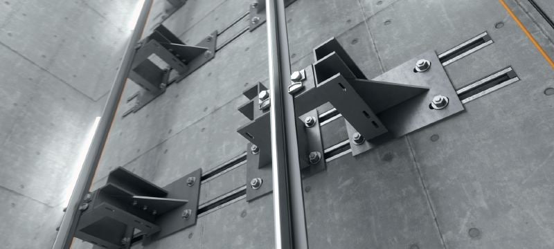 Rail d'ancrage HAC-V standard Rails insert avec capacité de charge améliorée et plusieurs profondeurs d'implantation pour une fixation économique des façades de murs-rideaux Applications 1