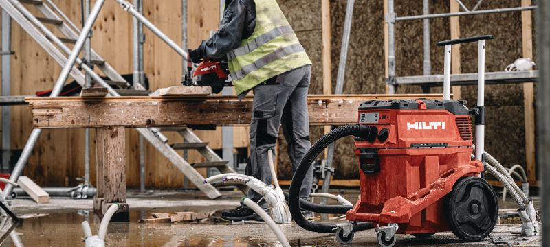 Aspirateur de poussière VC 40H-X de classe H Extracteur de poussière puissant avec réservoir de grande taille et barre de poussée pour le raccordement aux outils électriques et les nettoyages de chantier (à sec et à eau), réservoir de 30 l – aspirateur certifié ACD Applications 1